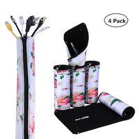 RICHEN Cable Cover Management,19.6 X 5.3 inch Cable Sleeves Neoprene Adjustable Cable Organizer Pc Cover Holder Wrap for Desk TV Computer Television Home Office,Pack of 4,Flowers