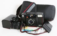 35MM MINOLTA TALKER FILM CAMERA WITH STRAP/AUX LENSES/CASE