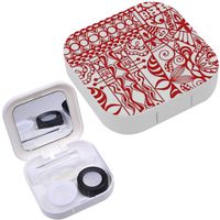 Portable Contact Lens Case Box Travel Kit Mirror + Bottle + Tweezers Container Holder [ Geometric Islamic ]