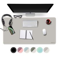 EMINTA Dual Sided Office Desk Pad, New Upgrade Sewing Waterproof PU Leather Large Mouse Mat Desk Blotter Protector, Ultra Thin Desk Writing Mat for Office/Home (Gray/Silver, 31.5" x 15.7")