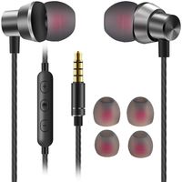 JUKSTG Earphone Noise Isolating Earbuds, Earphones with Microphone Wired Audio in-Ear Headsets Soft Comfortable Earbuds Headphones Compatible with iPhone 8/8Plus/7Plus/Laptop/PC/Android,Black