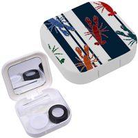 Portable Contact Lens Case Box Travel Kit Mirror + Bottle + Tweezers Container Holder [ Summer Colorful Lobsterscolorful ]