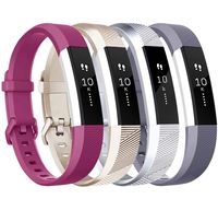 Tobfit Compatible with Alta Bands, 4 Pack, Soft TPU Classic Accessories Replacement Bands Compatible with Alta HR/Ace, Small Large (Small, Champagne Gold/Silver/Gray/Fuchsia)
