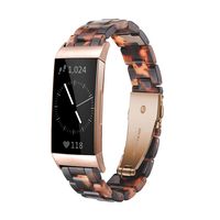 Ayeger Resin Band Compatible with Fitbit Charge 3/3 SE,Women Men Resin Accessory Rose Gold Buckle Band Wristband Strap Blacelet for Fitbit Charge 3/3 SE Smart Watch Fitness(Tortoise)