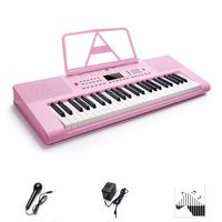 Digital Electric Keyboard Piano, Premium 49-Key Portable Electronic Keyboard Piano for Beginners, Adapter & Battery Power Supply, Pink, by Vangoa