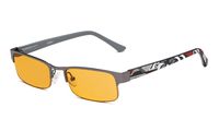 Eyekepper Computer Gaming Reading Glasses with Optical Frame and UV400 Reduces Eyestrain-96.9% Blue Light Blocking Orange Tinted Small Lens-Sleep Better Readers Men Women(Gunmetal/Grey, 1.75)