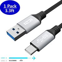 ICZI USB C Cable 3ft, USB-A to USB-C Charger Cable, Double-Braided Nylon Fast Charging Cord for Samsung Galaxy S9/S8/Note 8, Huawei Mate 20, LG V30 G6 G5, Pixel XL, Nintendo Switch (Blue)