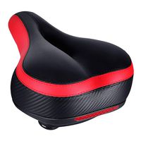 Tonbux Most Comfortable Bicycle Seat, Bike Seat Replacement with Bicycle Taillight Reflective Tape Dual Shock Absorbing Ball Wide Bike Seat Saddle Bicycle Gel Seat with Mounting Wrench - Black/Red