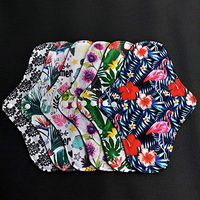 7pc Set Including 6PC Heavy Flow Feminine Hygiene Bamboo Charcoal Menstrual Cloth Pads Sanitary Pads Mama Pads + 1PC Mini Wet Bag