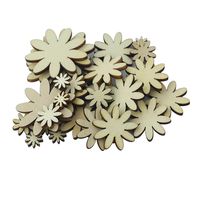 Yevison Pack of 50 Mixed Size Wooden Flower Shape Embellishments for DIY Decoration Craft Durable and Useful