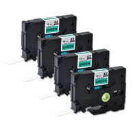 Compatible for Brother Tze731 0.47 Inch 26.2feet (12mm/8m) P Touch Laminated Black on Green Standard Replace Waterproof Label Tape Maker PT-H110/PT-D200/PT-D210/PT-D400/PT-D600/PT-1280/PT-1290(4PACK)