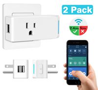 MoKo WiFi Smart Plug, 2 Pack Smart Outlet with 2 USB Ports, Work with Alexa Echo,Google Home & IFTTT for Voice Control/Remote Control, Timer Function, 10A Only Supports 2.4GHz Network, No Hub, White