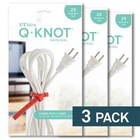 UT Wire Q Knot Reusable Cable Tie, 75-Piece Pack (3X 25 Packs)