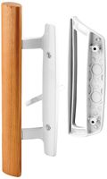 Prime-Line C 1204 Sliding Glass Door Handle Set - Replace Old or Damaged Door Handles Quickly and Easily - White Diecast, Mortise/Hook Style (Fits 3-15/16" Hole Spacing)