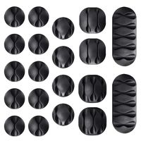 20 Pack Black Viaky Cable Clips Desk Cord Organizing Wire Holder System Adhesive Cord Hooks - Home and Office, Self Adhesive Cord Holders Desk Cable Organizer