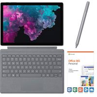 Microsoft Surface Pro 6 2 in 1 PC Tablet 12.3" (2736x1824) Touchscreen, i5-8250U, 8GB RAM, 128GB SSD w/Type Cover, Surface Pen, Office 365, Backlit, Webcam, Fanless, Win 10 - Platinum