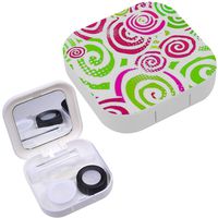Portable Contact Lens Case Box Travel Kit Mirror + Bottle + Tweezers Container Holder [ Spiral Snails ]