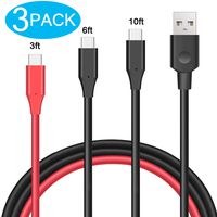 USB C Cable, 3 Pack (3 6 10FT) Charging Cable for Galaxy S10, Durable PVC USB-C to USB-A Fast Charger Quick Charging Type C Cord for Samsung S9 S8 Plus, Galaxy Note 10, Note 9, Note 8 (Black and Red)