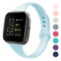 DYKEISS Sport Slim Silicone Band Compatible with Fitbit Versa/Versa Lite Edition, Thin Soft Narrow Silicone Replacement Strap Wristband Accessory for Fitbit Versa Smart Watch (Large, Sky Blue)