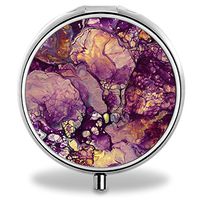 Art Pill Case, Round Stainless Drug Organizer Container Medicine Cover for Pocket Daily&Weekly