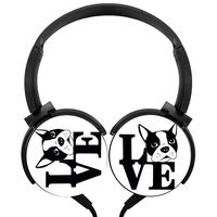 I Love Boston Terrier Dog Wired Stereo Headphone Earbuds Over Ear Bass Lightweight Portable Headphone