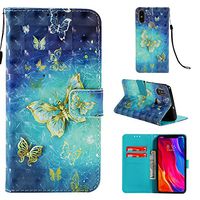 Xiaomi Mi 8 Case,Xiaomi Mi 8 Wallet Case,PU Leather Case Card Slot & Wallet Case with Magnetic Clasp for Xiaomi Mi 8 - Gold Butterfly