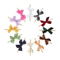 Makone Handmade Stretchy Nylon Headband with Bows Pom Pom Bun 5.5 inch Big Hair Bow Headband for Infant Baby Girls-12pcs Velvet Bows