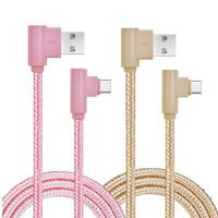 USB Type C Cable, ANLOER 90 Degree 3Pack 3Ft 6Ft 10Ft Angled Nylon Braided Long Cord Data Sync Cord for Samsung Galaxy Note 8, S8 Plus, LG V30 V20 G6, Google Pixel 2, Nexus 5X/6P, Moto Z2 (Grey-2)