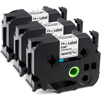 Label KINGDOM Replacement for Brother P-Touch TZe-FX251 TZ-FX251 Flexible-ID Laminated Tape, 24mm 0.94 Inch Black on White, Compatible with PT-D600 PT-2700 PT-2710 PT-2730 Label Maker, 3-Pack