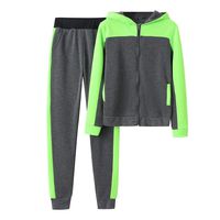 Women Tracksuit Set Patchwork Jogging Suit Winter Sweatshirt Outfit Set 2pcs Zipper Hoodies Jacket+Sweatpants Sweatsuit Sets (Green, L)