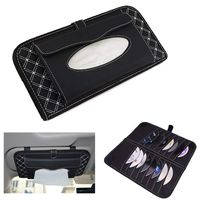 Pesp CD Visor Organizer,Car Auto Sun Visor Tissue Box Holder, CD/DVD Holder Visor with Tissue Holder for Car,16 CD/DVD Slots Stored (White Line)
