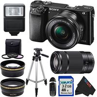 Sony Alpha a6000 ILCE6000 Interchangeable Lens Camera with 16-50mm Power Zoom Lens & Sony E 55-210mm F4.5-6.3 OSS Lens (Silver) + Pixi-Basic Accessory Bundle