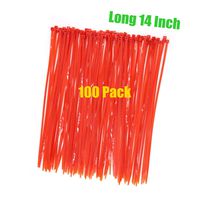 Long 14 Inch Red Strong Cable Ties 100 Pack, Upgrade Industrial UV Resistant Durable Life Zip Ties, Heavy Duty Cable Management for Large Objects (14 inch, 50LB, Red, Outdoor Use)
