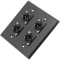 Seismic Audio SA-PLATE4 Black Stainless Steel Wall Plate with 2 Gang with 4 XLR Male Connectors