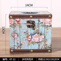 T-ZJHC European Wooden roll Paper Box Desktop Round Paper Towel Tube Home Living Room Paper Towel Box, Square roll Paper Barrel -0711