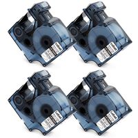 Label KINGDOM Compatible with DYMO 18445 Rhino Industrial Permanent Vinyl Label Tapes 19mm, Black on White, 3/4 Inch x 18 Feet, Use for DYMO LabelWriter and Rhino 4200 5200 5000 6000, 4-Pack