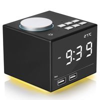 Digital Alarm Clock with Bluetooth Speaker FM Radio Colorful Night Light, Double USB Charger, Dual Alarms,Snooze＆Sleep Timer,USB Flash Driver＆AUX TF Card Play,4.2" LED Display for Bedside Home Office