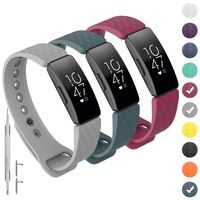 GVFM Compatible with Fitbit Inspire/Inspire HR Bands, Adjustable Soft Silicone Bracelet Accessories Sport Strap for Women Men Wristbands (Small: 5.5-6.7 inch, 3-Wine,Gray and Slate)