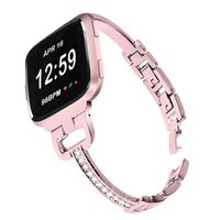 Mtozon Metal Bands Compatible with Fitbit Versa 2/Versa for Women, Bling Bracelet with Rhinestone Luxurious Wristbands, Rose Gold