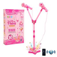 Miunana Kids Bluetooth Karaoke with 2 Microphones and Adjustable Stand Music Sing Along with Flashing Stage Lights for Kids