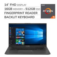ASUS VivoBook F412DA 2019 Premium 14'' FHD Laptop Notebook Computer, 4-Core AMD Ryzen 5-3500U 2.0GHz, 16GB RAM, 512GB SSD, No DVD, Backlit Keyboard, Wi-Fi, Bluetooth, Webcam, HDMI, Windows 10 Home