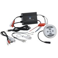 Waterproof Bluetooth Marine Amplifier Receiver - Weatherproof 2 Channel Wireless Amp for Stereo Speaker with 600 Watt Power, Wired RCA, AUX and MP3 Audio Input Cable - Pyle PLMRMBT5B (Black)