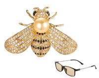 Brooches for Women Men H.Z-ENGDY Bee Brooch Pin Gold Shell Imitation Pearl Brooch Surface 18K Gold, Valentine's/Wedding/Party/Birthday/Christmas Best Friend Gift (Gold)