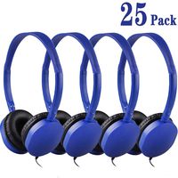 Bulk Headphones for Classroom 25 Pack, HONGZAN Wholesale Stereo School Headphones for Kids, Students, Libraries, Laboratories,Testing Centers, Museums etc (Blue)