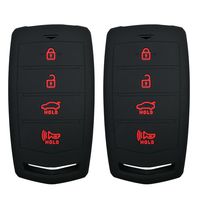 Coolbestda 2Pcs Silicone 4 Buttons Smart Key Fob Protector Remote Skin Cover Case Keyless Jacket for 2017 2018 Hyundai Genesis G80 G90 Black