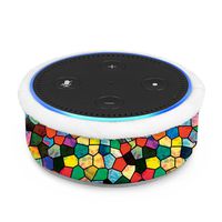 Fintie Protective Case for Amazon Echo Dot (Fits All-New Echo Dot 2nd Generation) - Premium Vegan Leather Sleeve Cover Plush Lined Holder Stand (Upgraded Edition) Stained Glass (SAAD027US-AD)