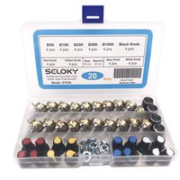 Seloky 20 PCS (Five Resistance Values) 5K-100K Ohm Knurled Shaft Linear Rotary Taper Potentiometer with Five Kinds Knob(WH148) Kit