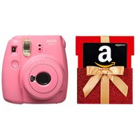 Instax Mini 9 Instant Camera, Flamingo Pink w/ $15 Gift Card