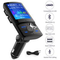 Bluetooth FM Transmitter for Car - 1.8 Inch Color Screen Radio Transmitter with Hands free Calling Music Player Support TF Card USB Flash Drive AUX Input/Out