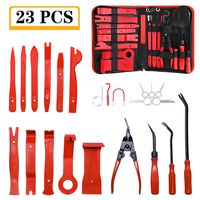 Trim Removal Tool, AMDRFO 23Pcs Car Panel Door Audio Trim Removal Tool Kit, Auto Clip Pliers Fastener trim Removal Tool Set with Storage Bag (Red)